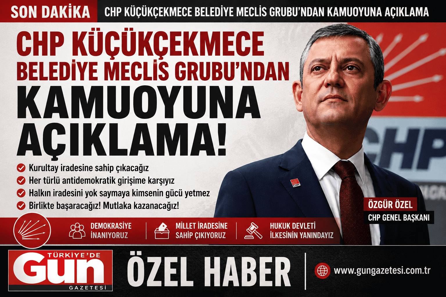 CHP Küçükçekmece Belediye Meclis Grubu, yayımladığı kamuoyu açıklamasında parti içi